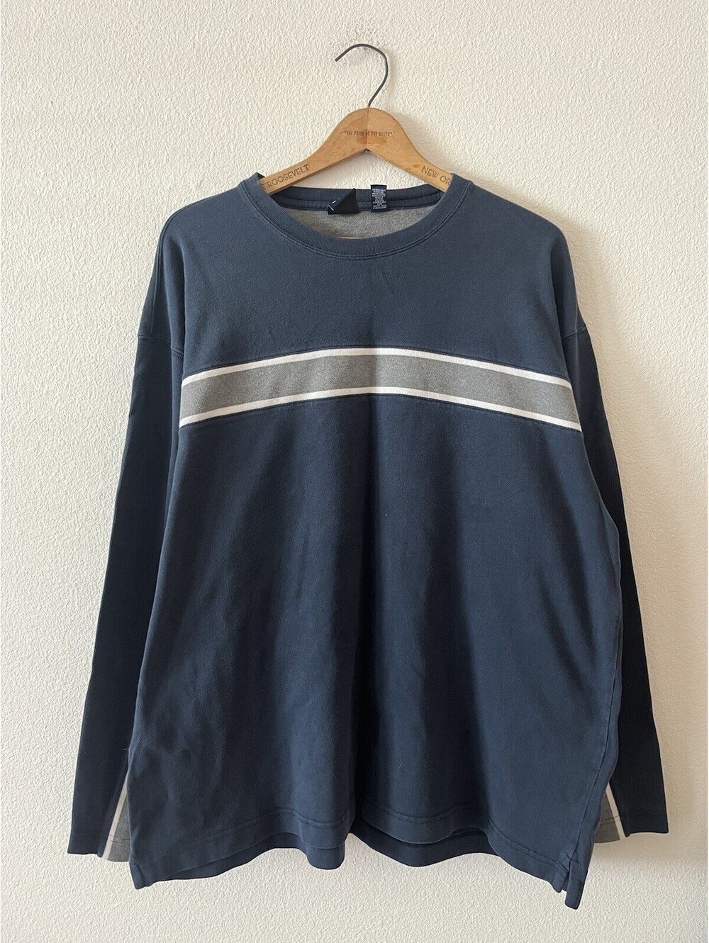 Vintage GAP Striped Long Sleeve Crewneck Sweatshirt Blue XL